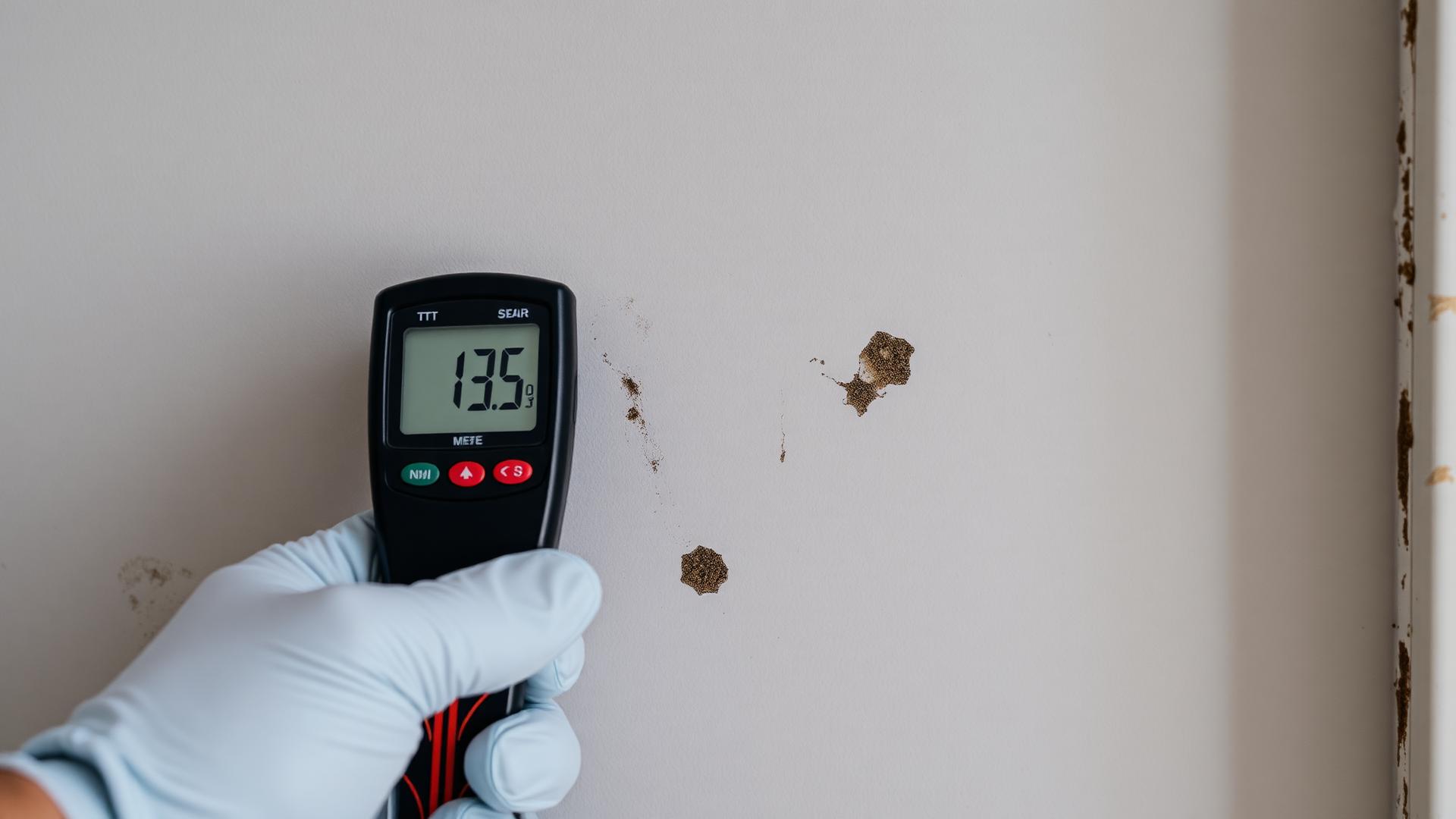Mesure du taux d'humidité sur un mur intérieur